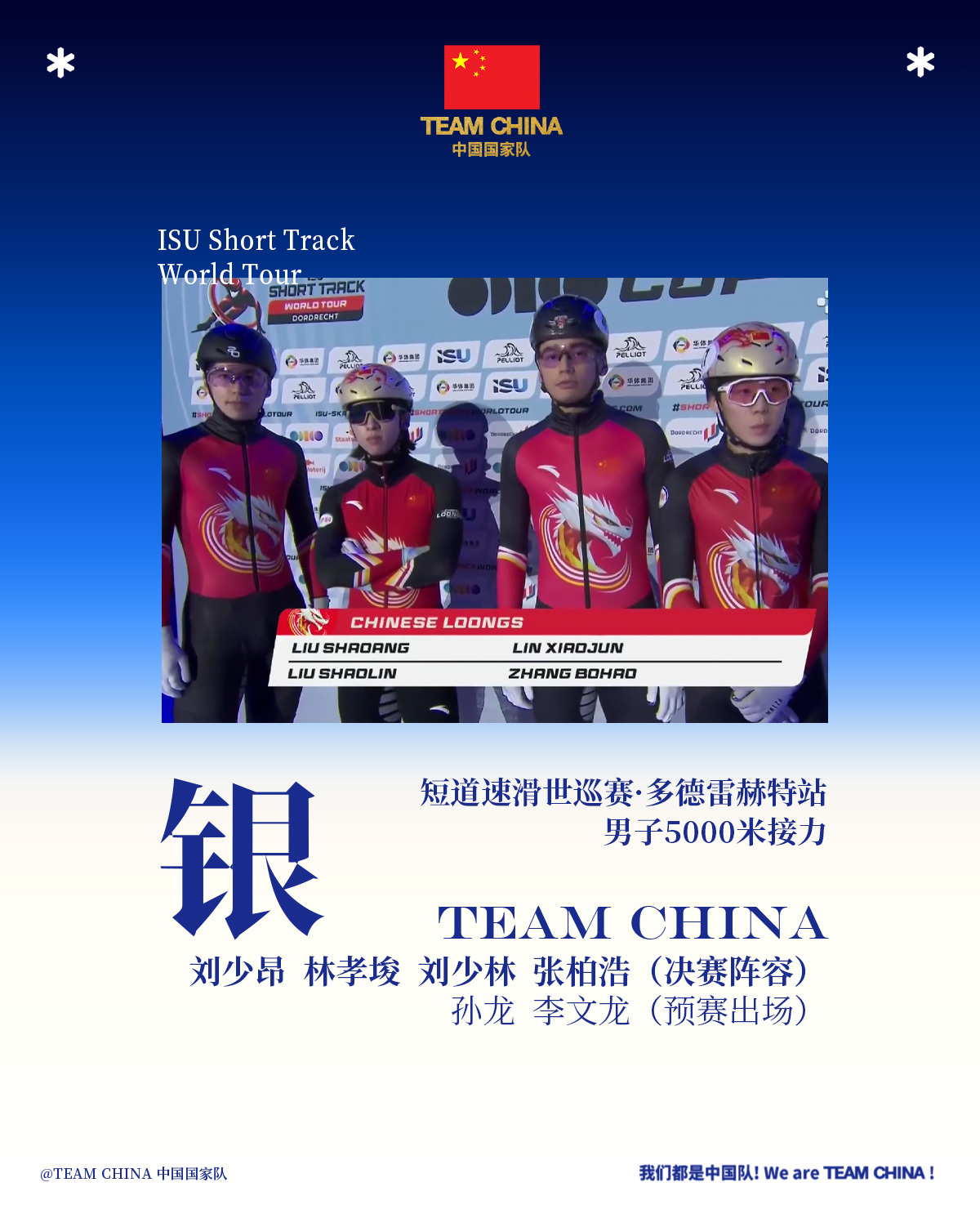 中国短道速滑队世巡赛获满额冬奥席位 一金六银